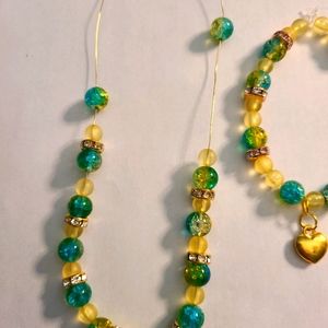 Aquamarine-yellow choker set